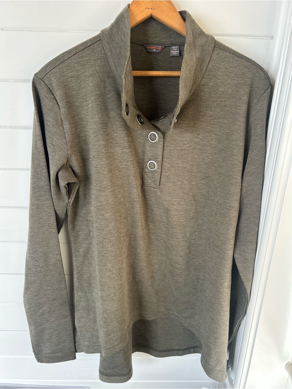 Merrell Olive Green Long-Sleeve Button-Neck Pullover